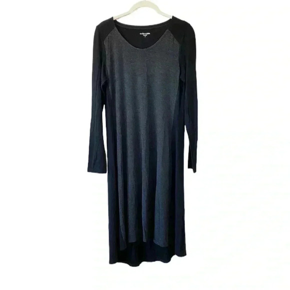 Eileen Fisher Dresses & Skirts - Eileen Fisher Black Grey Long Sleeve Dress Small Two Tone Stretch Minimalist